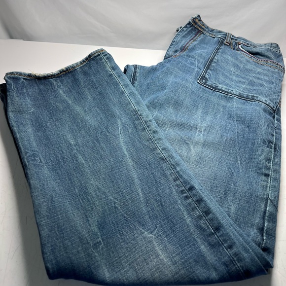 Akko Snap Back Embroidered Eagle Pockets King Of Oneself Distressed Jeans 38x32 - Picture 12 of 12